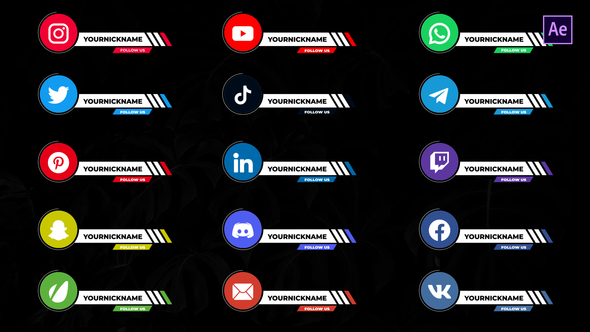 Social Media Lower Thirds After Effects V.3 Elements template preview