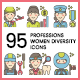 95 Professions Women Diversity Icons | Hazel Series 