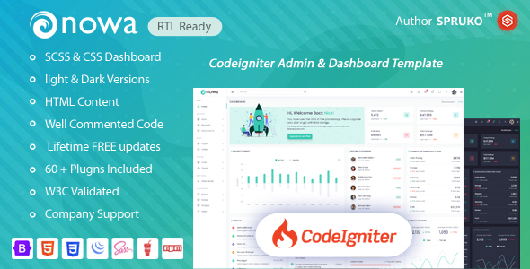 Nowa – CodeIgniter Admin & Dashboard Template