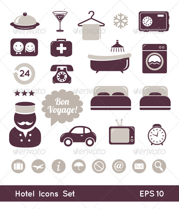 Hotel Icons Set - Travel Conceptual