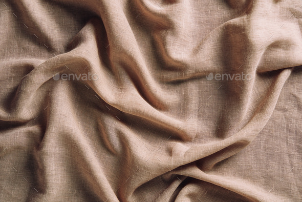 top view of crumpled beige cloth for background