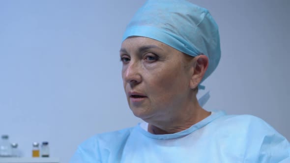 Exhausted Female Surgeon After Hard Operation, Important Profession, Health