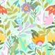 Seamless Pattern with Colorful Exotic Flowers and 