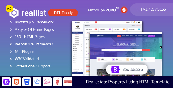 Reallist - Real estate Property listing  Bootstrap Responsive HTML Template