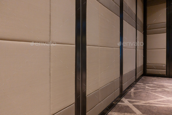 Fabric panels door covered acoustic board pattern surface texture. Interior material for design