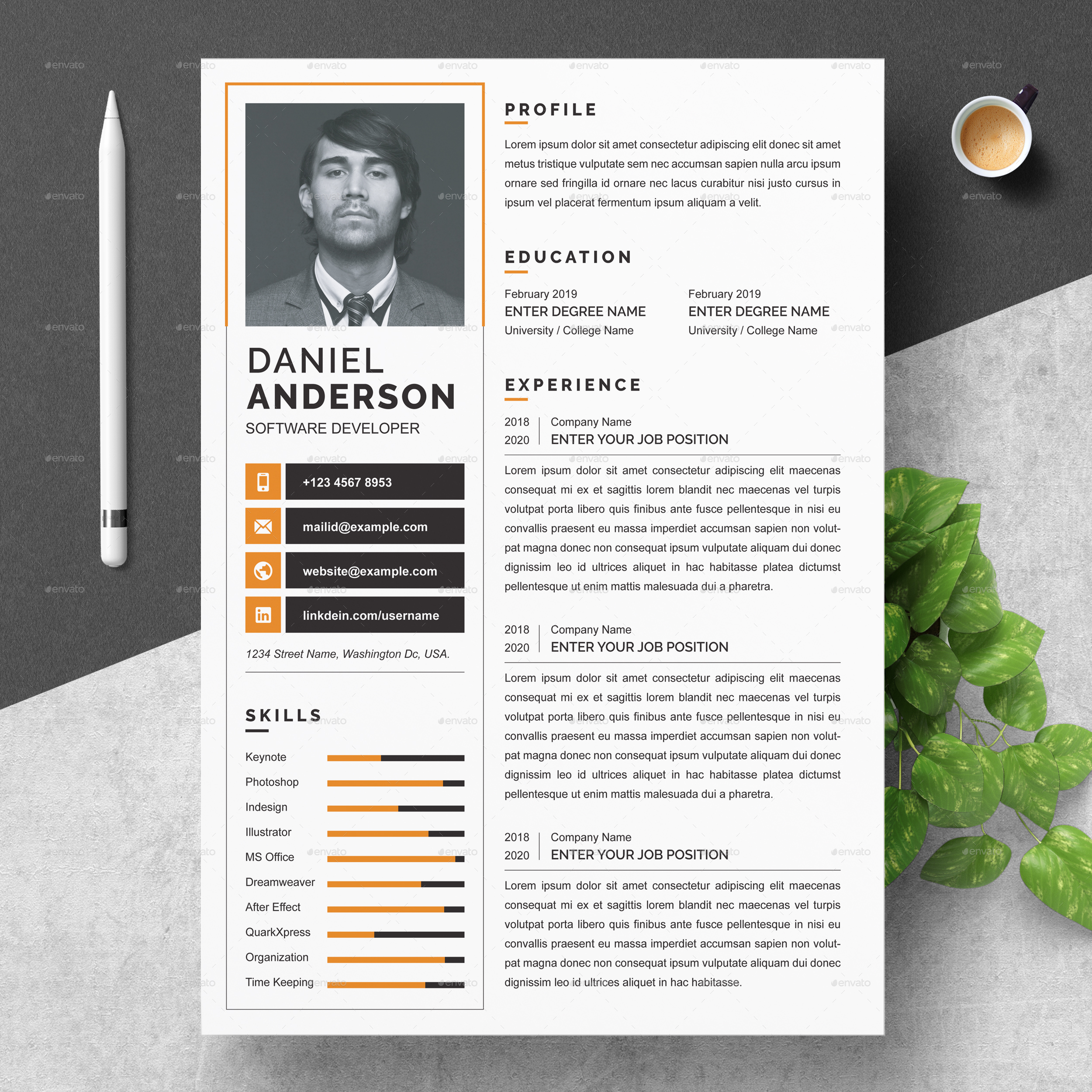 Modern Resume Template Word | CV by ResumeInventor | GraphicRiver