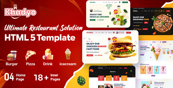 Incredible Khadyo Restaurant - Online Food Ordering Website - HTML5 Template
