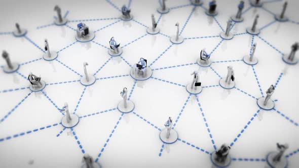 Social Network. Blue. 2 videos in 1 file. Animation representing the network concept. alt