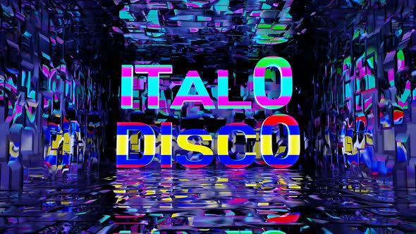 VJ Loop Animation of Multicolored Jumping Letters ITALO DISCO