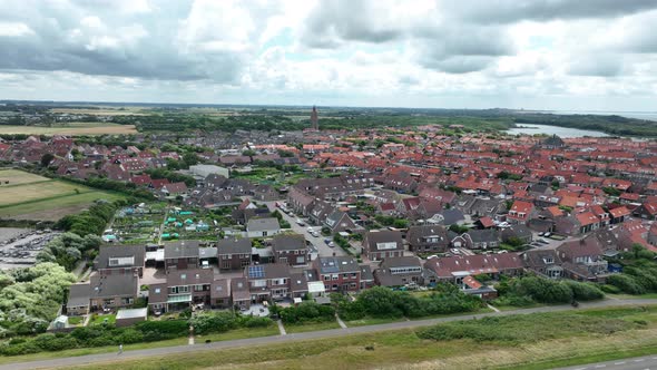 Westkapelle Province of Zeeland Seawall and Shoreline Urban City Aerial View alt