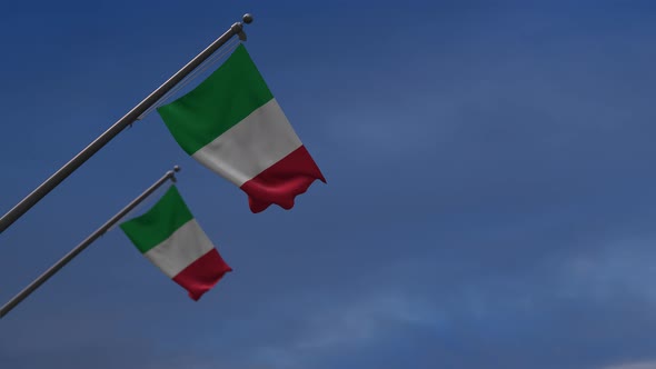 Italy Flags In The Blue Sky- 4K