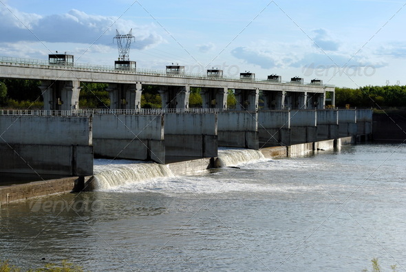 hydroelectric dam on the river, landscape