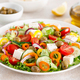 Greek salad with feta cheese, tomatoes, cucumbers, pepper, red onion and green olives. Top view - PhotoDune Item for Sale