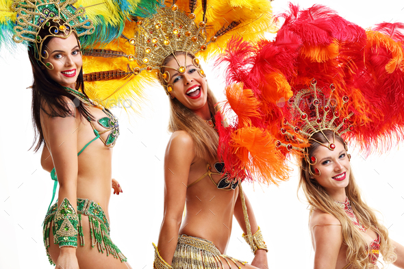 Brazilian Women Dancing Samba Over White Background Stock Photo By Macniak