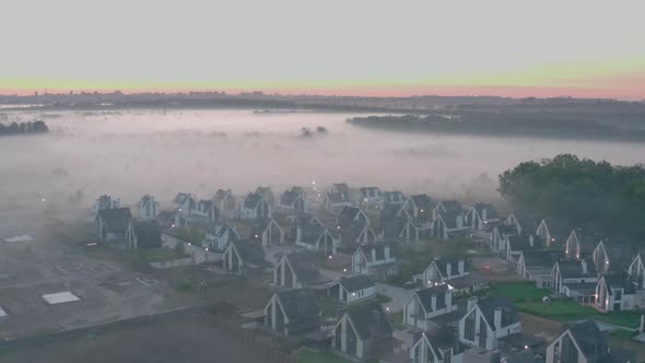 Townhouse Dawn Fog That Hangs Layers