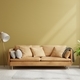 Bright and cozy modern living room interior have sofa and plant with yellow wall. - PhotoDune Item for Sale