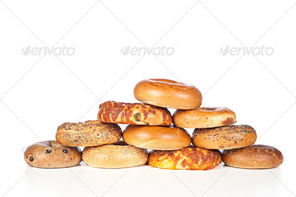 Bagels on white background - Stock Photo - Images