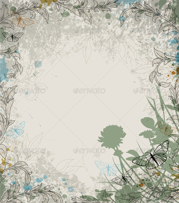 Retro Floral Background - Flowers & Plants Nature