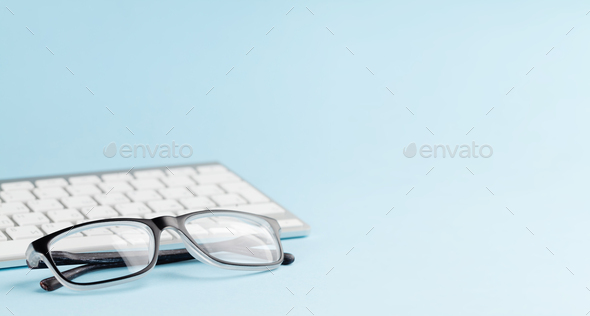 Pc keyboard and glasses - Stock Photo - Images