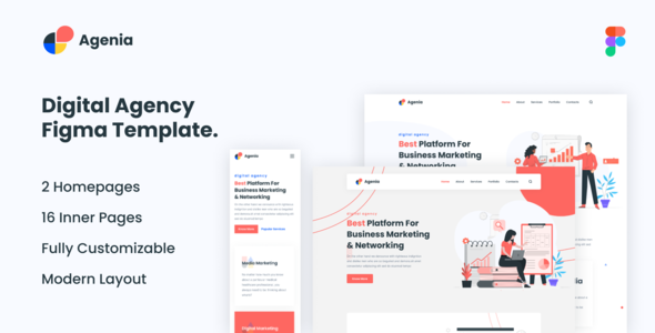 Agenia - Digital Agency Figma Template - Modern & Multipurpose Agency Figma Template