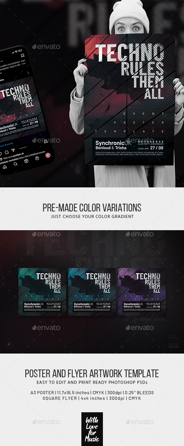 Techno Party Flyer / Event Poster Template