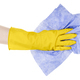 hand in yellow glove with crumpled blue rag cutout - PhotoDune Item for Sale