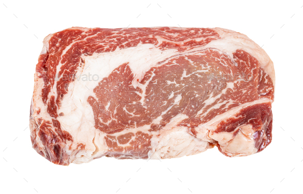 raw ribeye steak from marble beef isolated - Stock Photo - Images