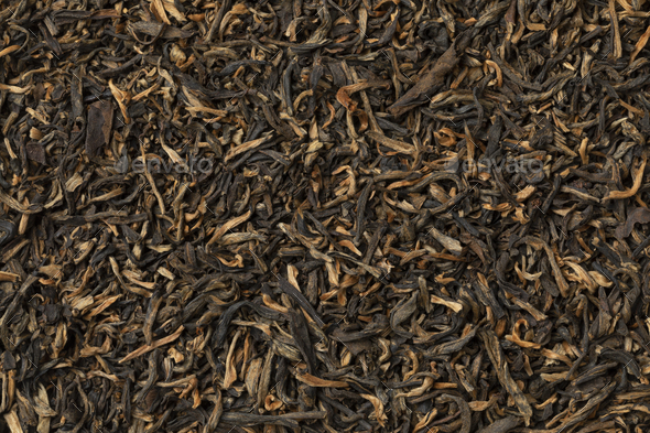 Chinese Yunnan Mao Feng tea leaves close up full frame - Stock Photo - Images