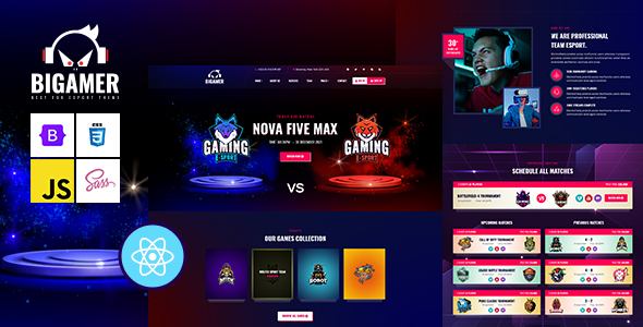Bigamer – eSports And Gaming Tournaments React Js Template