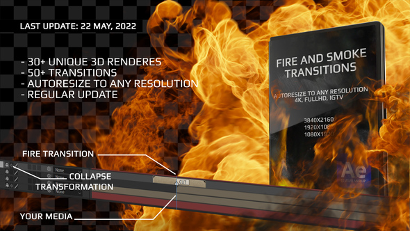 Fire And Smoke Transitions Elements template preview