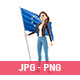 3D Cartoon Woman Holding Flag of Europe