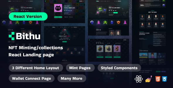 Bithu – NFT Minting/Collection React Landing Page Template