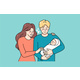 Happy Family Hold in Arms Newborn Baby Infant