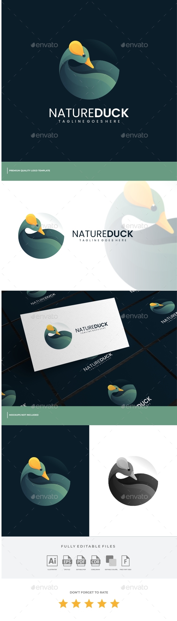 Nature Duck Gradient Logo Template