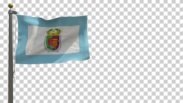 Malaga Province Flag (Spain) on Flagpole with Alpha Channel - 4K alt