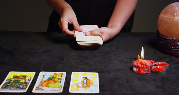 Tarot Reader Hands Shuffling Tarot Cards