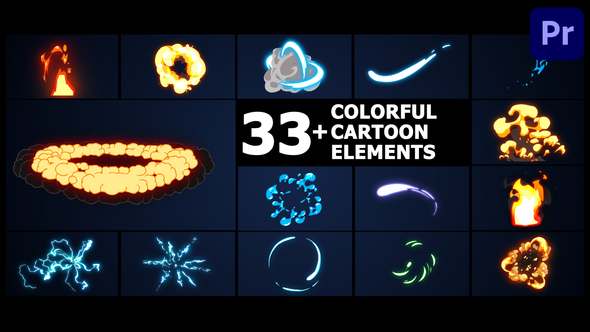 Colorful Cartoon Elements | Premiere Pro MOGRT