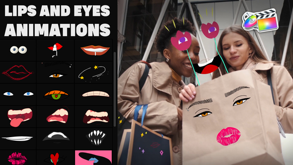 Lips And Eyes Mask Stickers for FCPX