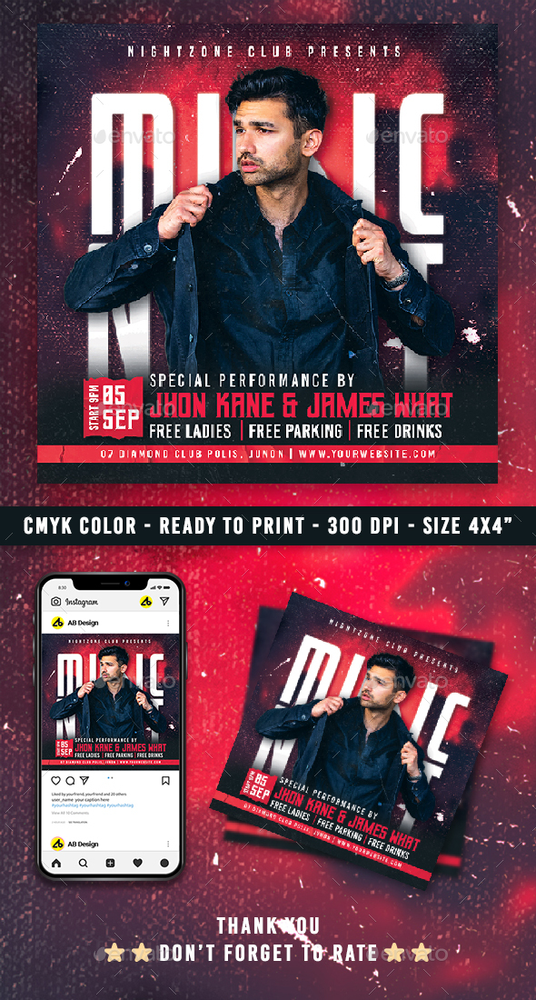 Red Music Night Flyer Template