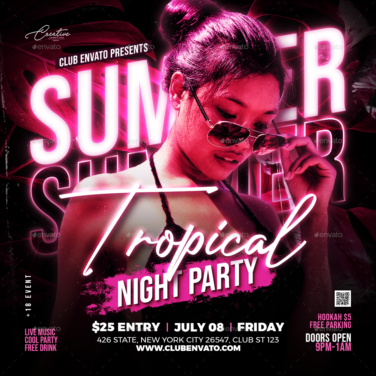 Tropical Party Flyer, Print Templates 