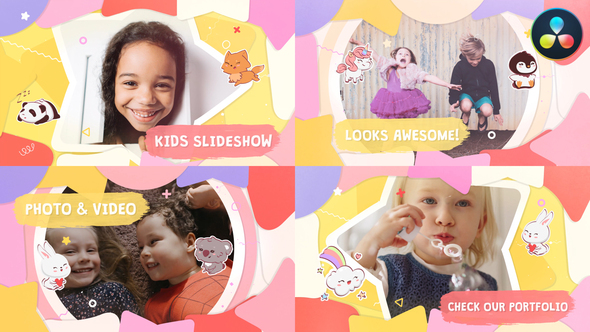 Cartoon Kids Slideshow | DaVinci Resolve