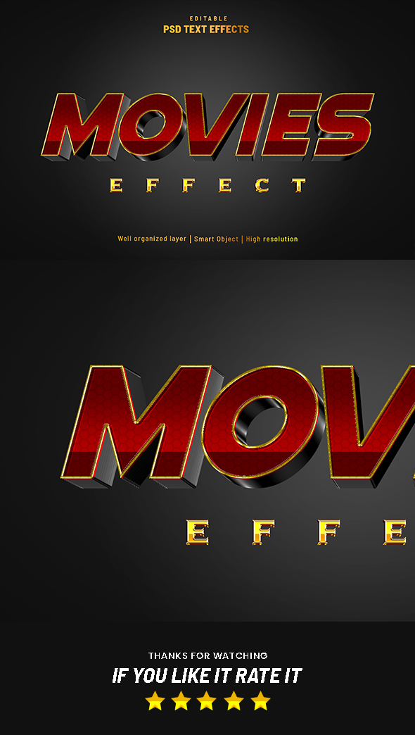 Movie Effect Editable Text Effect Style PSD