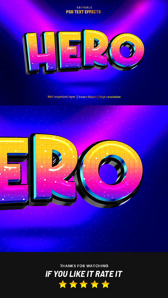 Hero Color Editable Text Effect PSD
