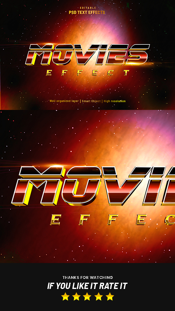 Cinematic Movie Editable Text Effect 3D
