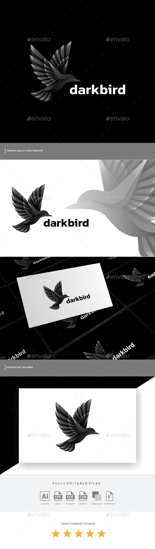 Dark Bird Gradient Logo Template