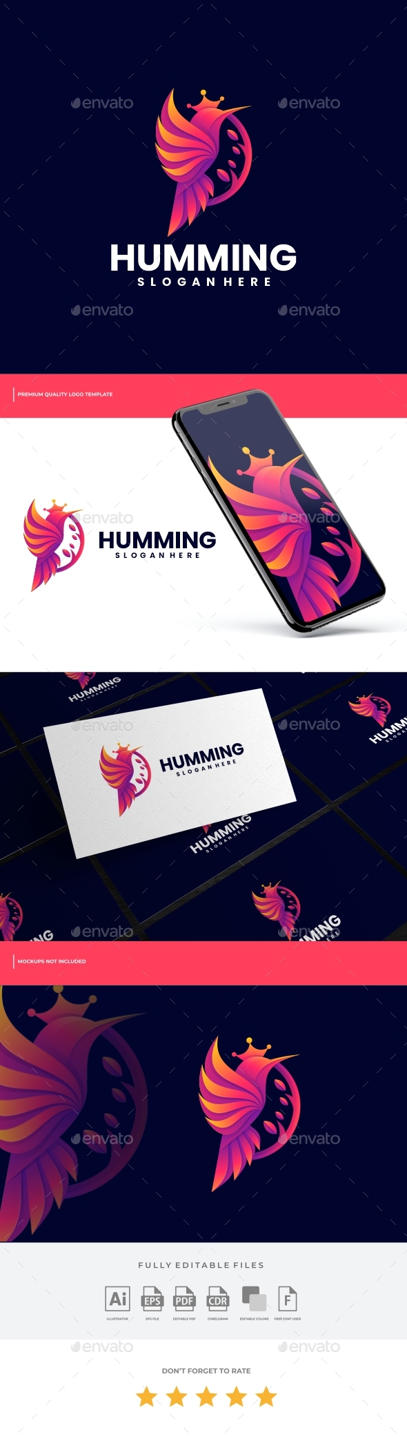 Humming Bird Gradient Colorful Logo Template