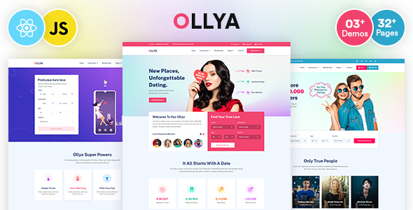 Exceptional Ollya - Dating and Community Site React Js Template