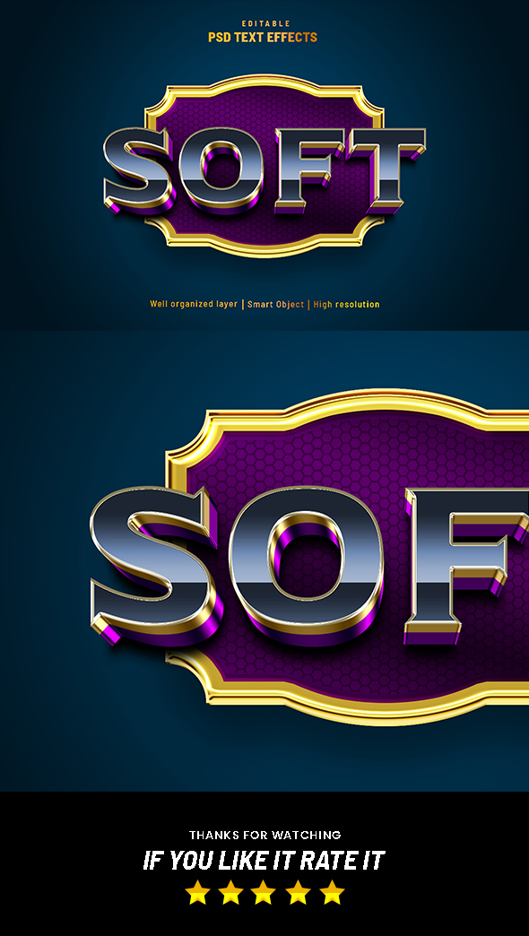 Soft Editable Text Effect 3D Style
