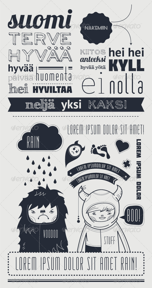 Typography with funny character - Characters Vectors