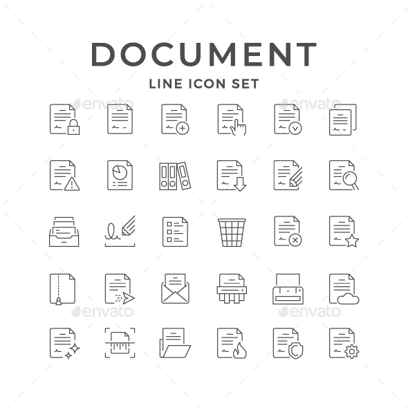 Set Line Icons of Document